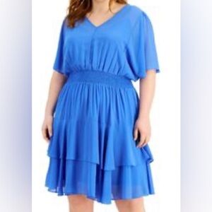 Taylor Chiffon Ruffle Skirt  Lined Dress. Size 10. Blue. Elastic waist.